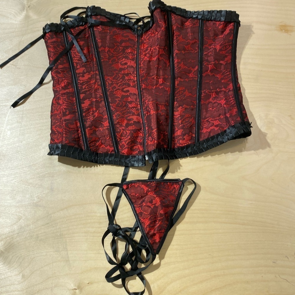 Red Black Gothic Corset with Panty 4XL (EM)